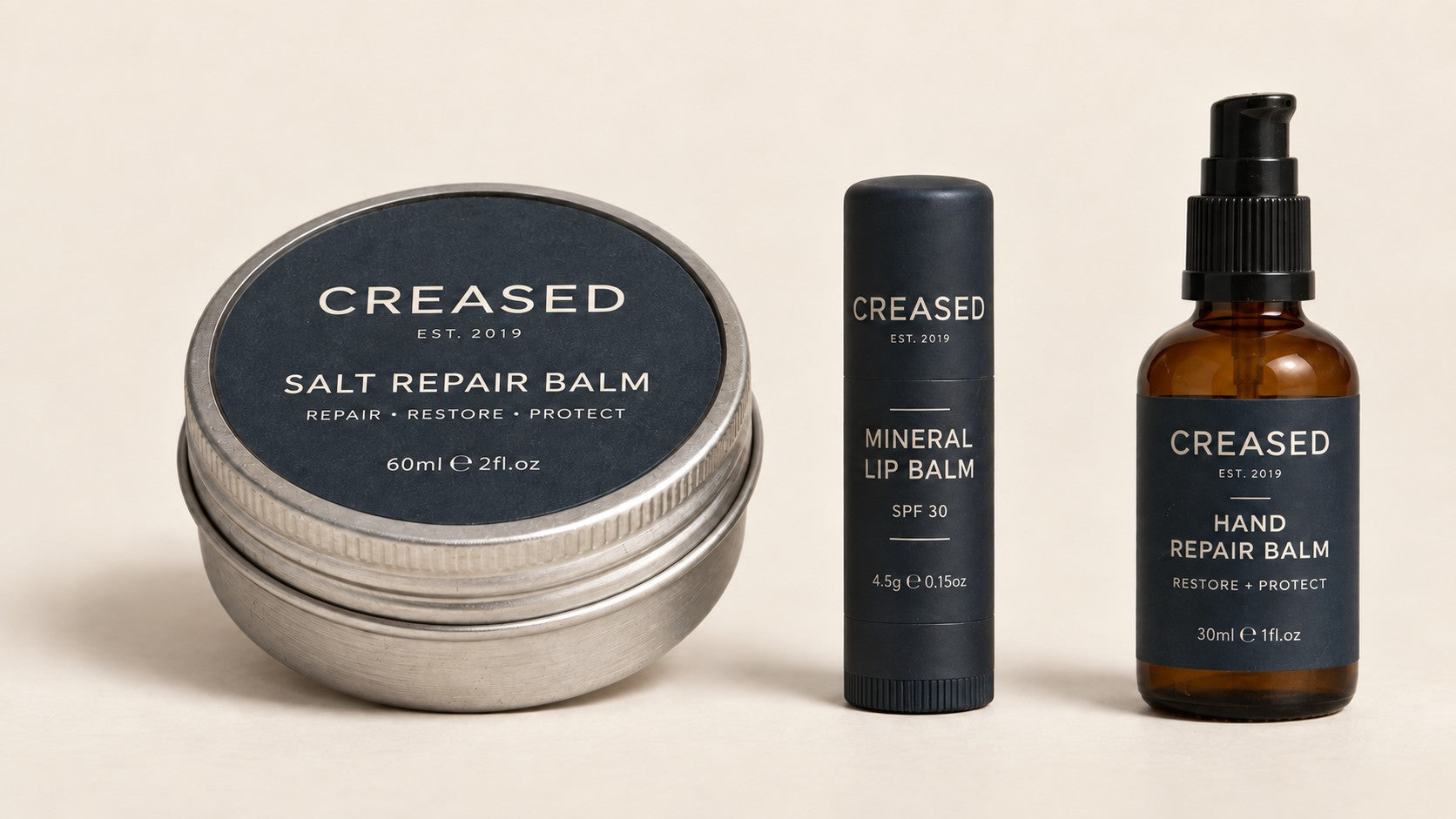 Creased Salt Repair Balm, Mineral Lip Balm and Hand Repair Balm